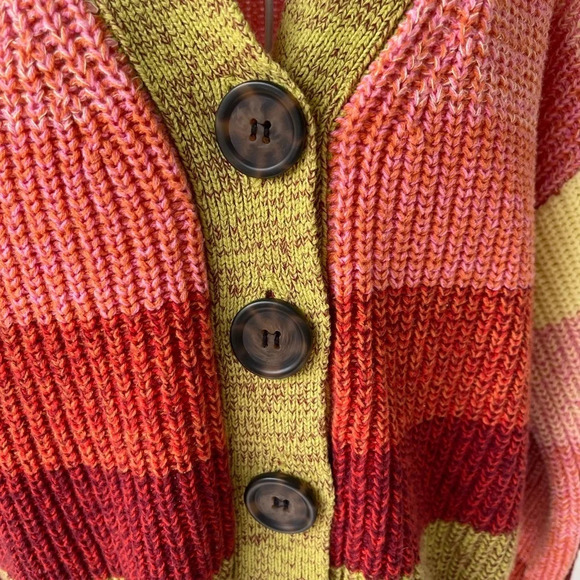 Urban Outfitters Button Up Crop long sleeve sweater vibrant boho oversized SZ S - Picture 5 of 9